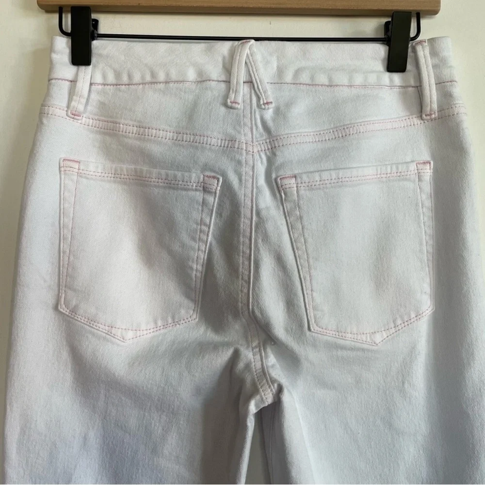Good American Good Legs White w pink stitching Straight Jean Sz 6/28 Item# 3T - Picture 4 of 10